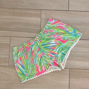 Lilly Pulitzer Anita Cotton Girls Shorts Tiki Pink Royal Lime XL 12-14 💕